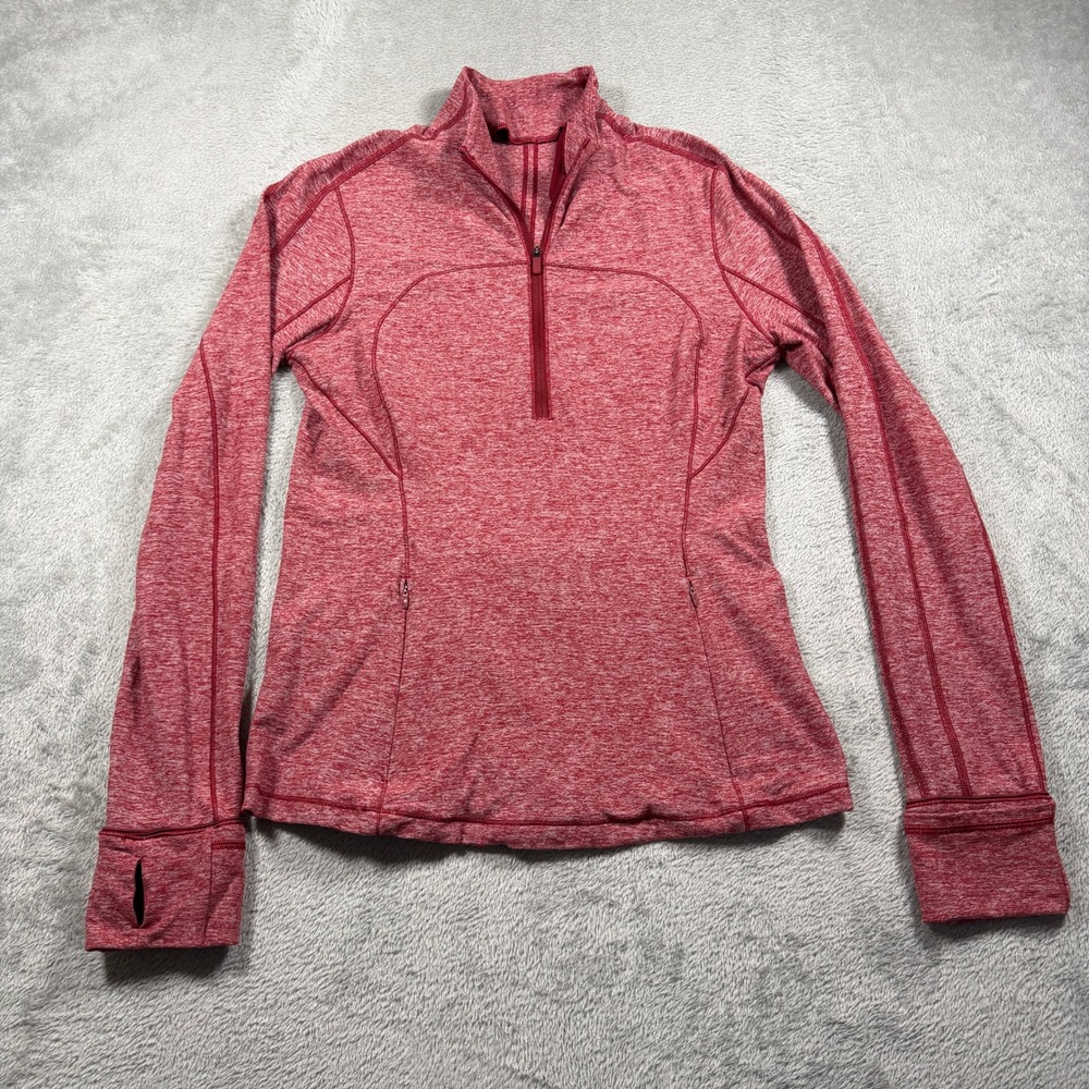 Lululemon Run Briskly 1/2 Zip Pullover Women‎ 8 Heathered Dark Spot Red
